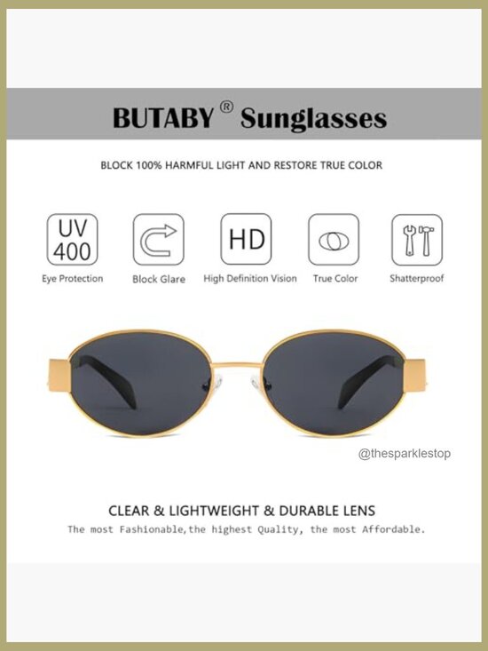 Retro Oval Sunglasses Metal Frame UV400 Protection Unisex